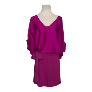 DVF two tone Edna V neck dolman sleeves mini silk dress size 2